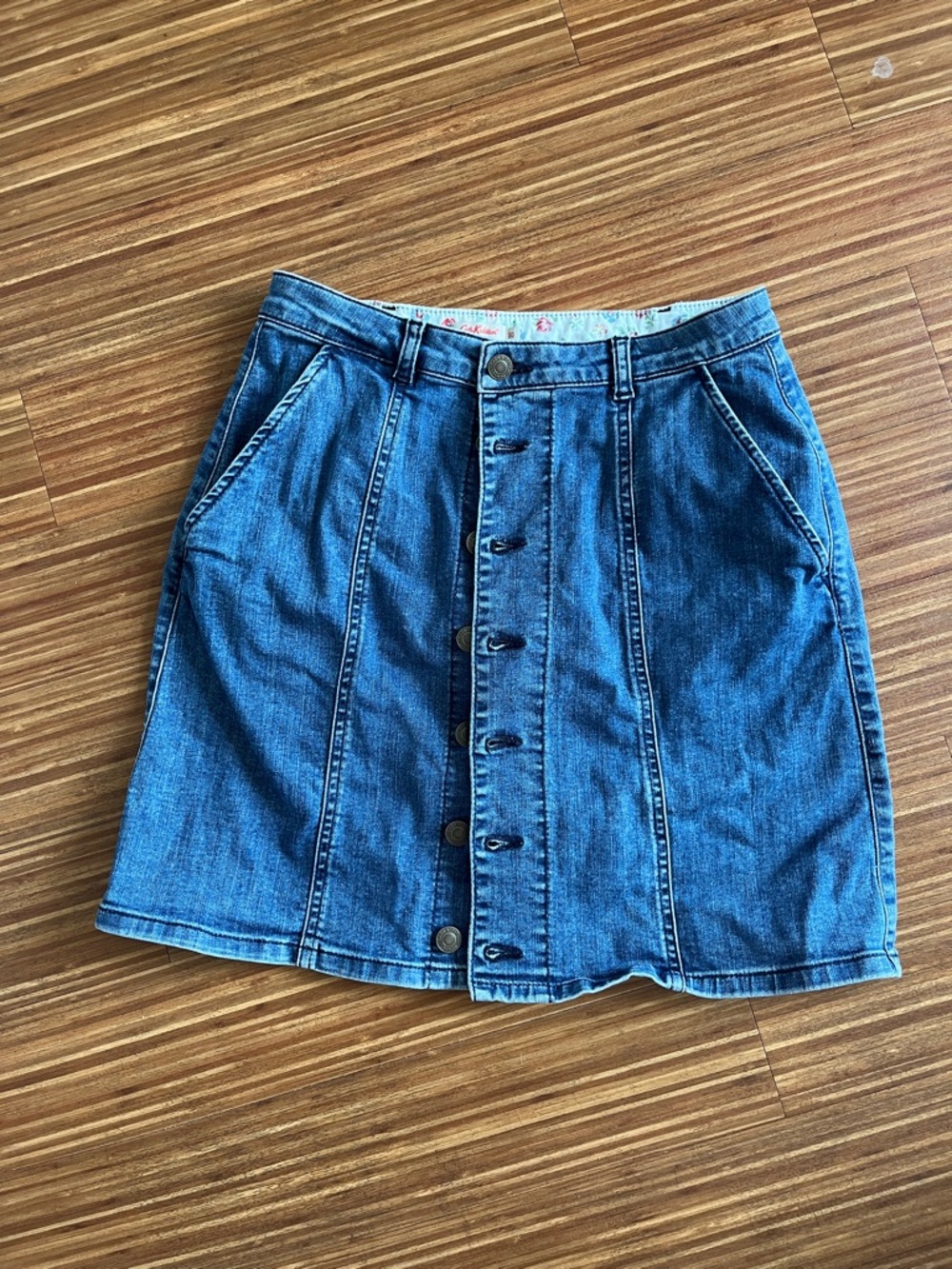 Cath Kidston Blue Button-Front Denim Mini Skirt